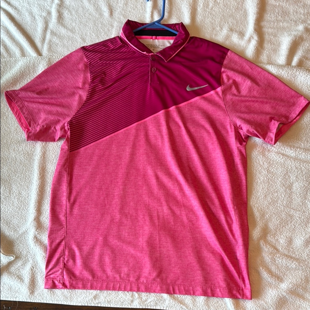 Nike Men's Two-Tone Pink Polo Shirt